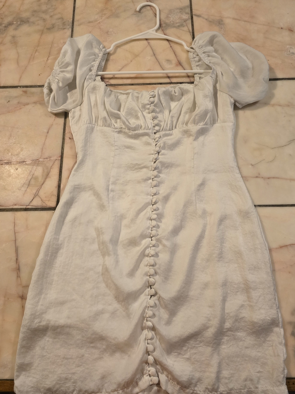 Her Entire Name Says... Grace off-the-shoulder button-front white mini dress